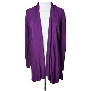 Eileen Fisher | Purple Merino Wool Open Front Cardigan Sweater, Small